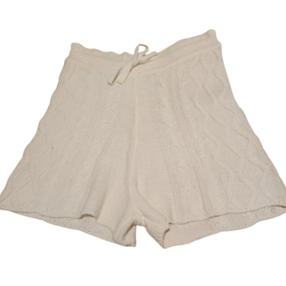Nasty Gal Cable Knit Sweater Shorts – White – Soft Lounge Luxe – Size M